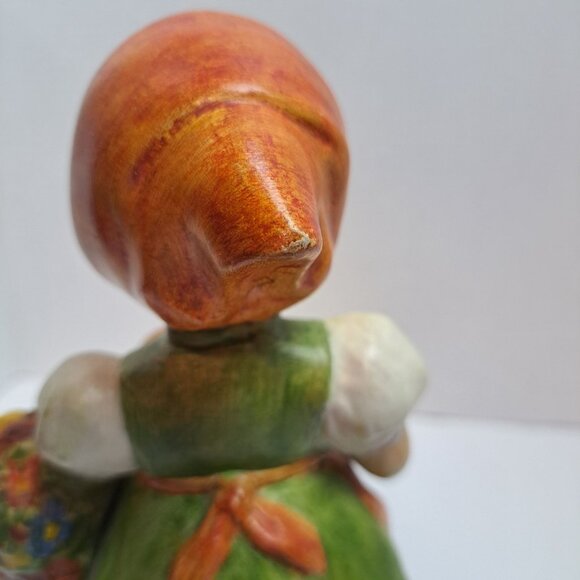 Red Riding Hood Girl Figurine Statue Chalkware Mold Handpainted Hummel Style - Picture 14 of 16